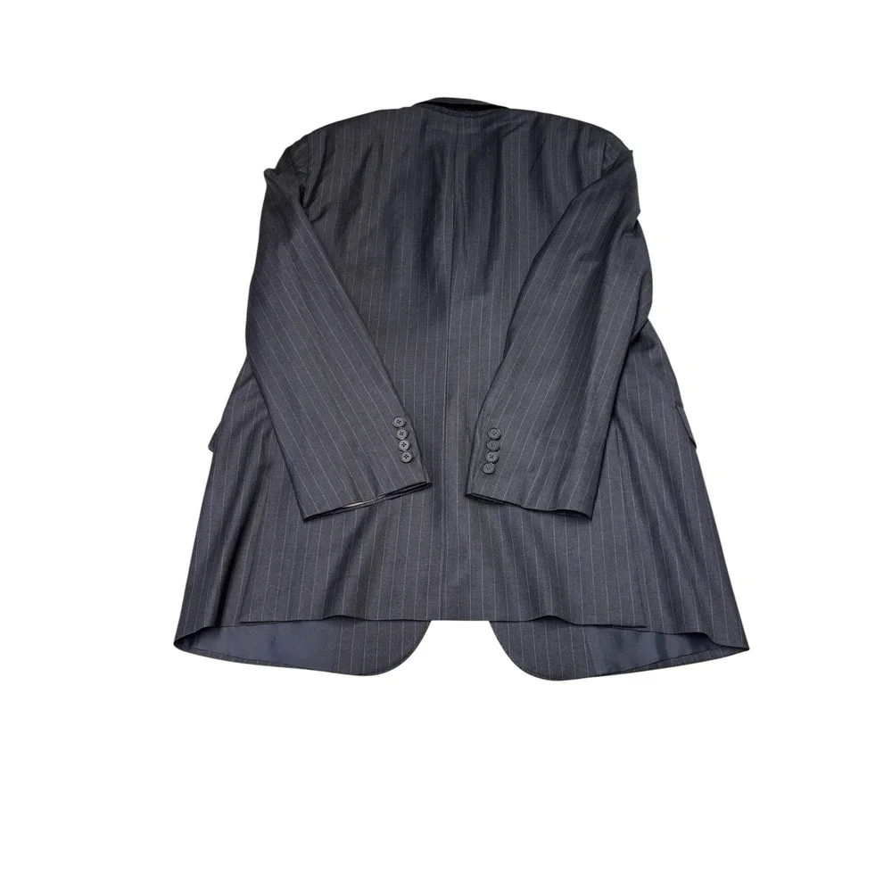 Hickey Freeman Loro Piana Super 150s Wool Pinstripe Blazer 42L Charcoal‎